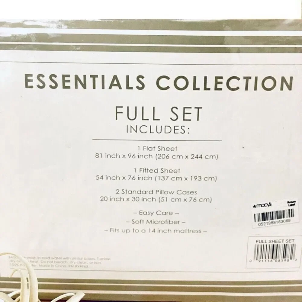 NWT Vintage Essentials Collection Full Burgundy   4 Pc Soft microfiber Sheet Set